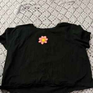 Electric Family Black Tee with Pink and Yellow Flower